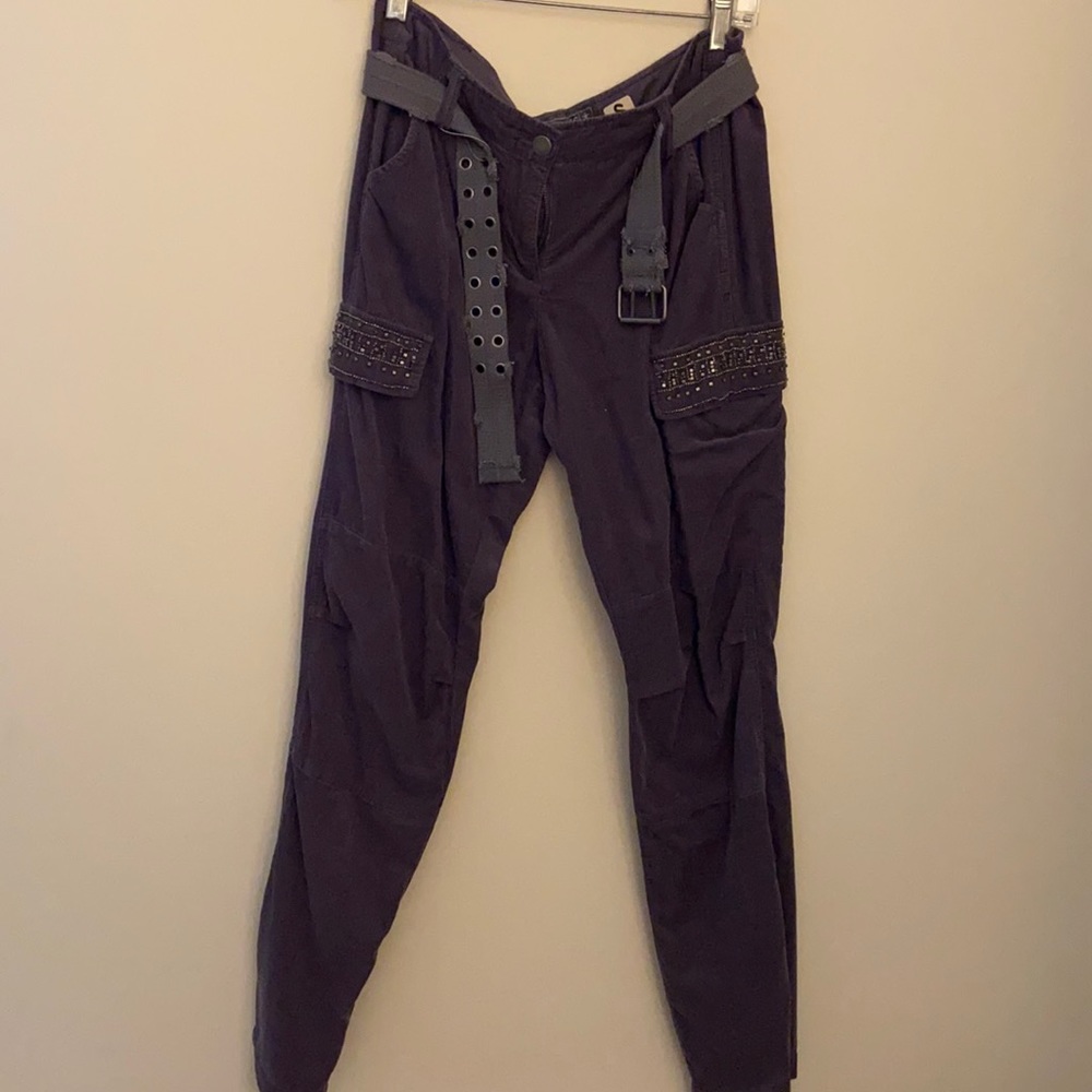 Da’Nang Purple Corduroy Embellished Pant